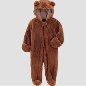 NEW Carter's Cozy Baby Bear Sherpa Fleece Footed Pram/ Suit-  Size 3months